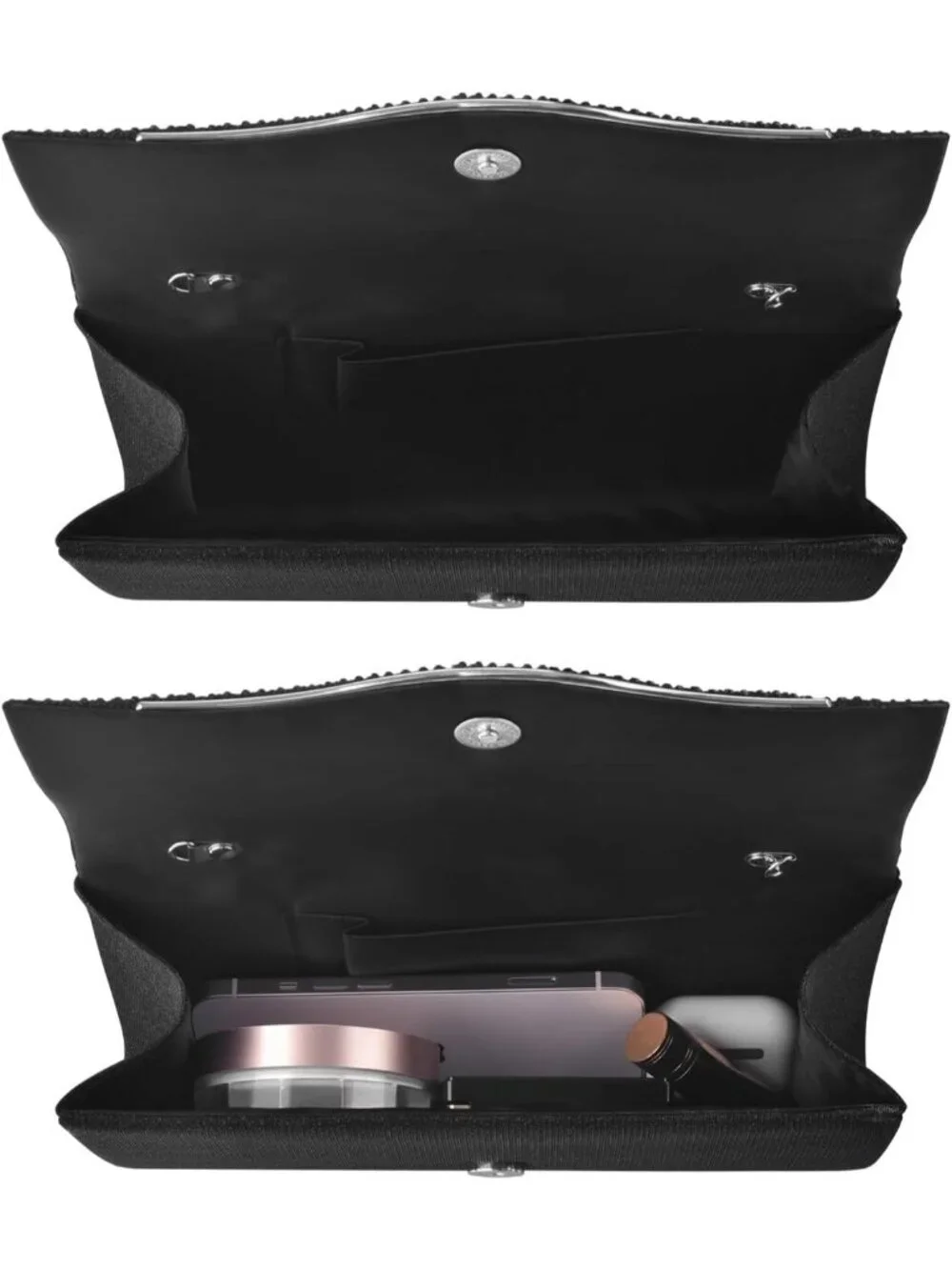 Women's C Black Suede Envelope Clutch Purse Formal Evening Wedding Party Bag